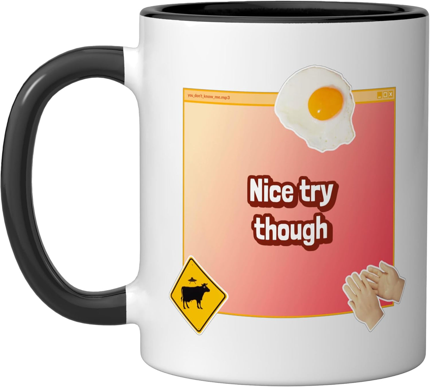Taza cerámica negra/blanca Nice Try Though