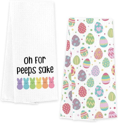 Toallas de cocina con diseño de huevos de Pascua tejido gofre decoración para casa