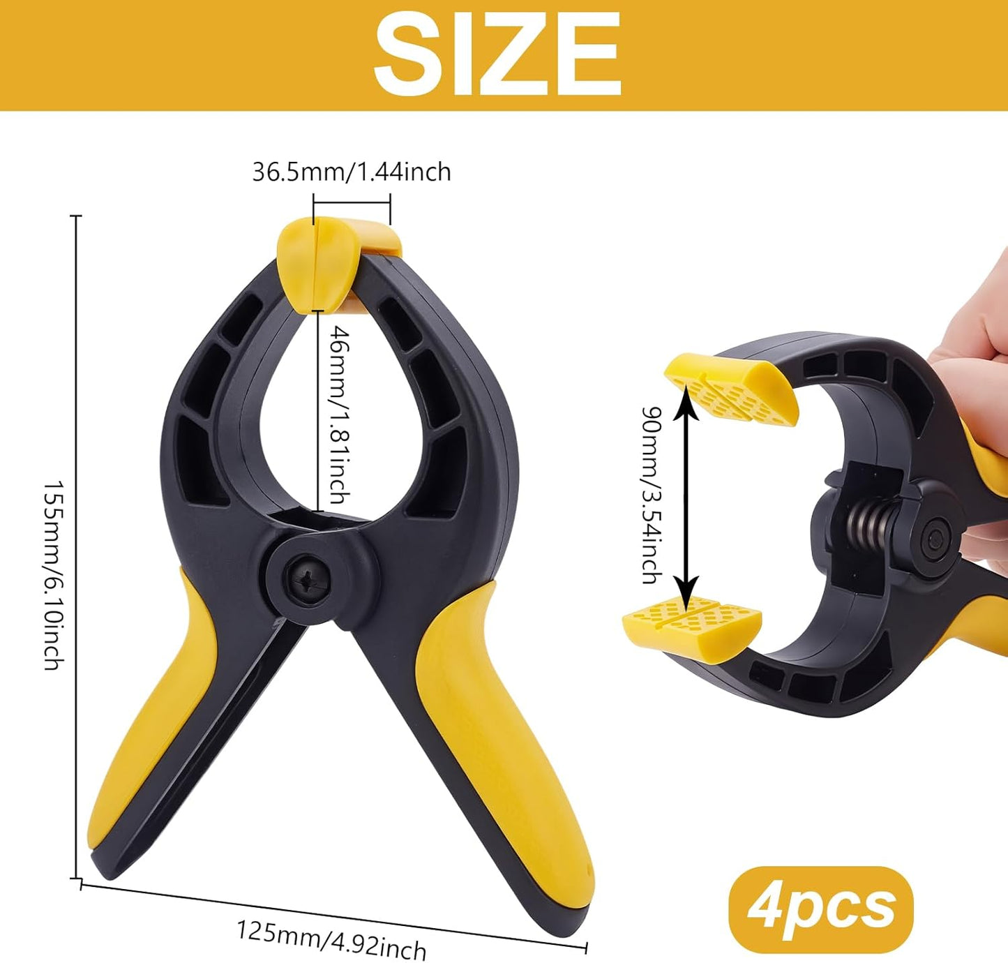 4 Pzas Pinzas Plástico Resistente Tamaño Grande para Madera