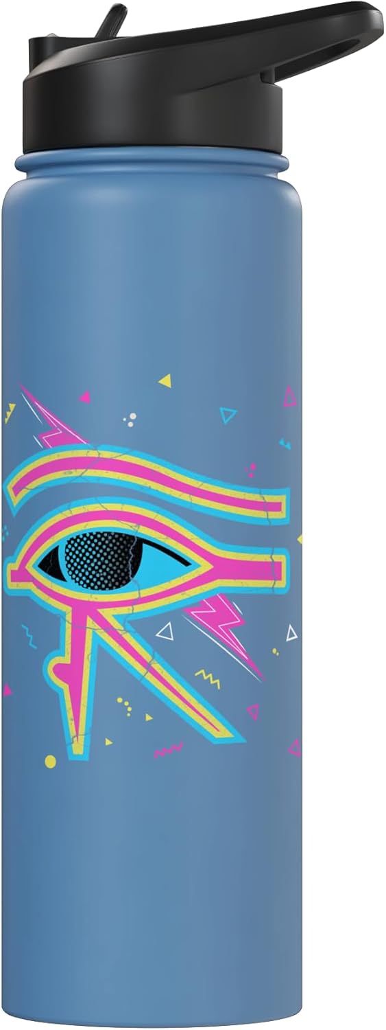 Botella de agua aislada de acero inoxidable con diseño retro de ojo egipcio