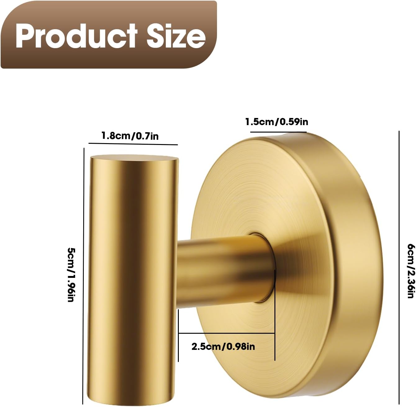 2 Ganchos Ventosa Resistentes para Baño y Puerta Vidrio Dorado