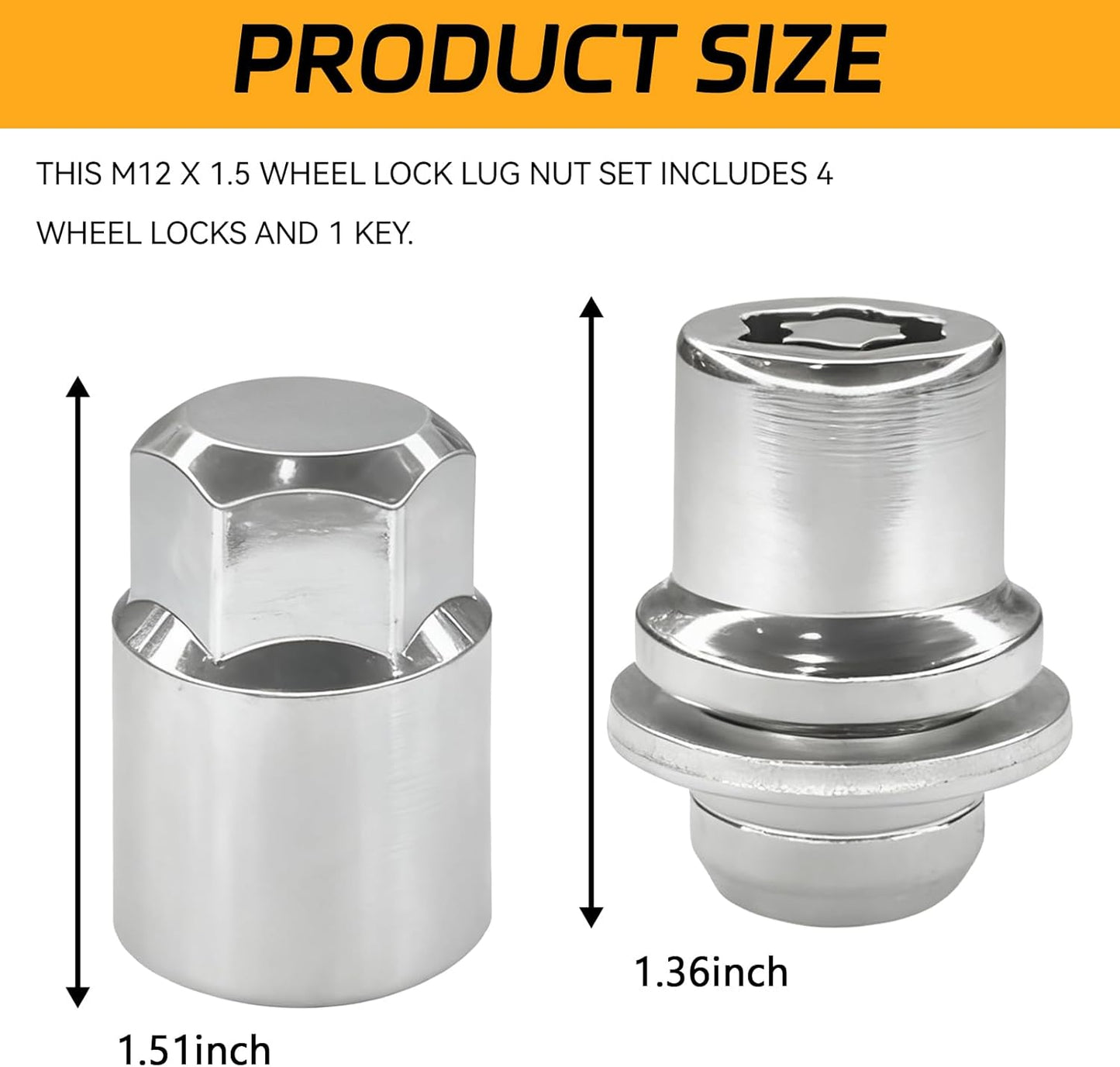 Set 4 Tuercas Rueda M12x1.5 Cromadas Llave Repuesto Toyota