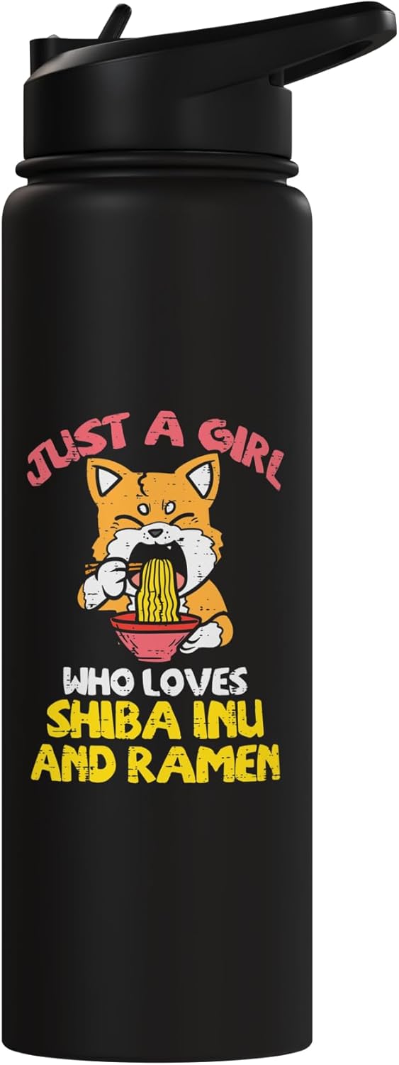 Botella de agua aislada de acero inoxidable con diseño de perro Shiba Inu