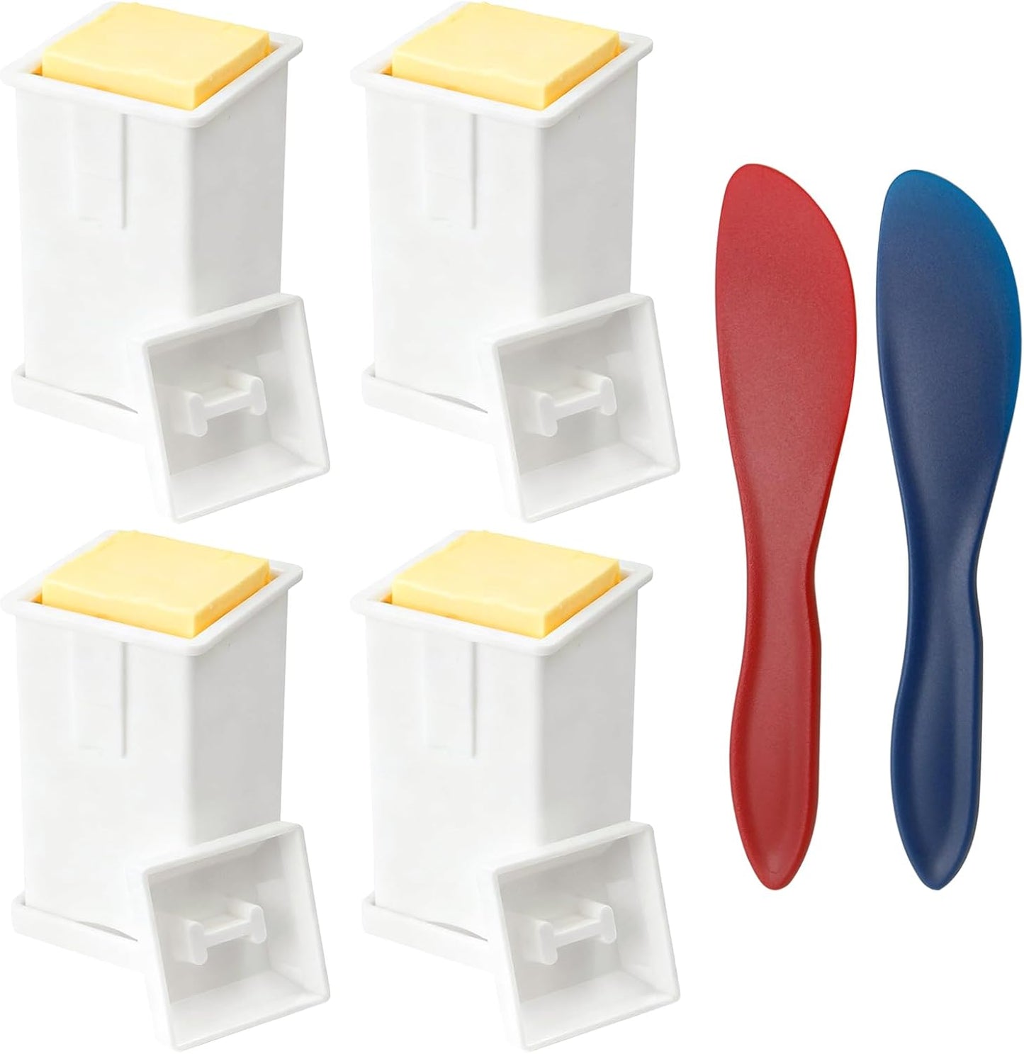 Paquete de 4 esparcidores de mantequilla de maíz con tapas y espátulas antiadherentes para cocina