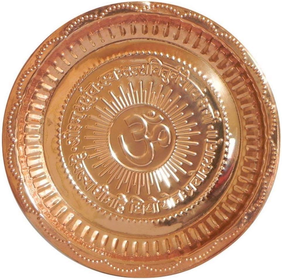 Plato Pooja Cobre 7pulg Plata de Aarti