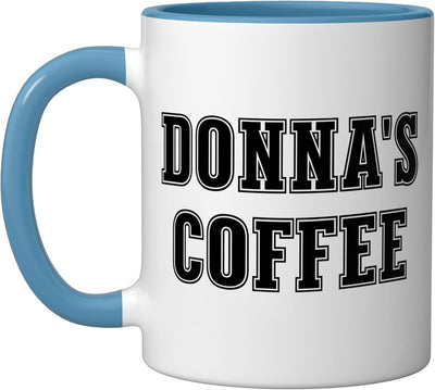 Taza personalizada Donna's Coffee para nombre cerámica azul/blanco