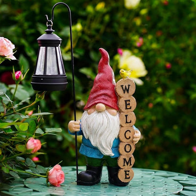 Estatua gnomo con luz solar para jardín patio regalo dia madre