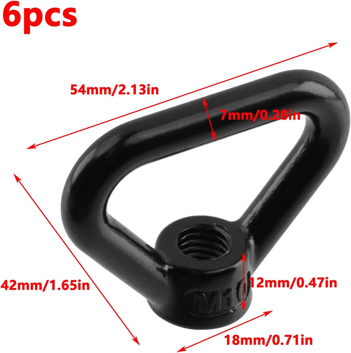 Tuerca ojo elevación acero inox M10 304 anillo negro 6 Pzas