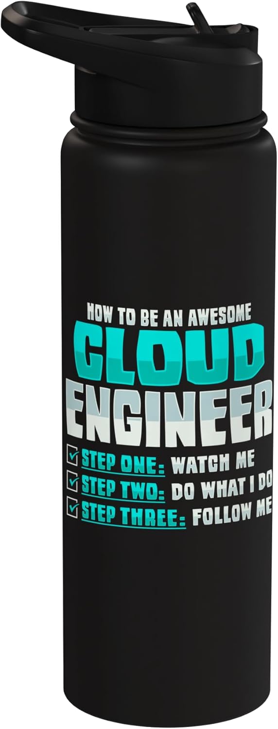 Botella de agua aislada acero inoxidable para administrador de nube y devops