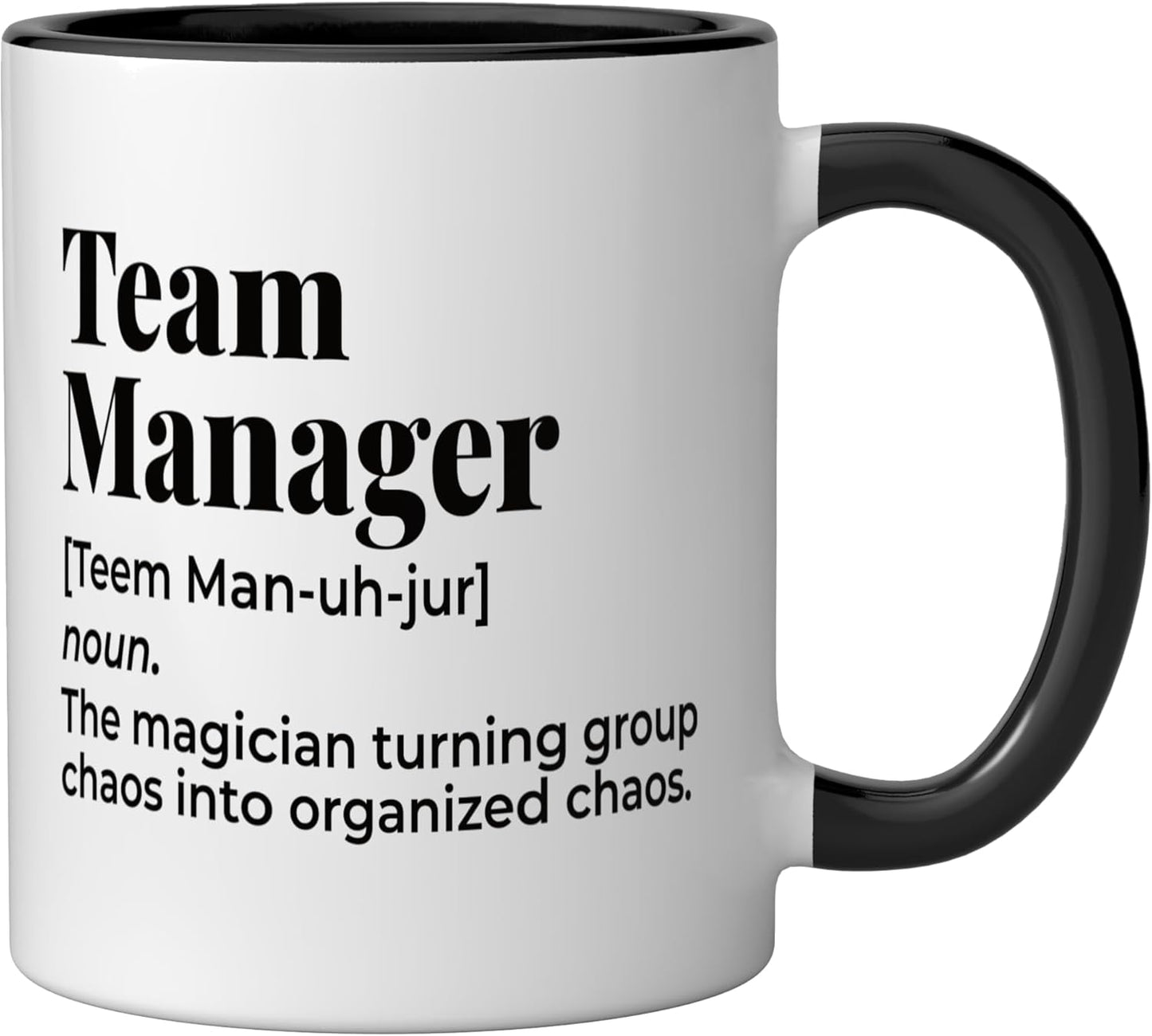 Taza de cerámica Team Manager Funny Dictionary Definition Negro/Blanco