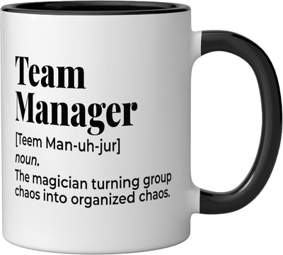 Taza de cerámica Team Manager Funny Dictionary Definition Negro/Blanco