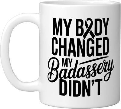 Taza Cerámica para Sobrevivientes de Cáncer de Mama Blanca