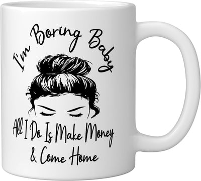 Taza de cerámica blanca divertida para bebé I'm Boring