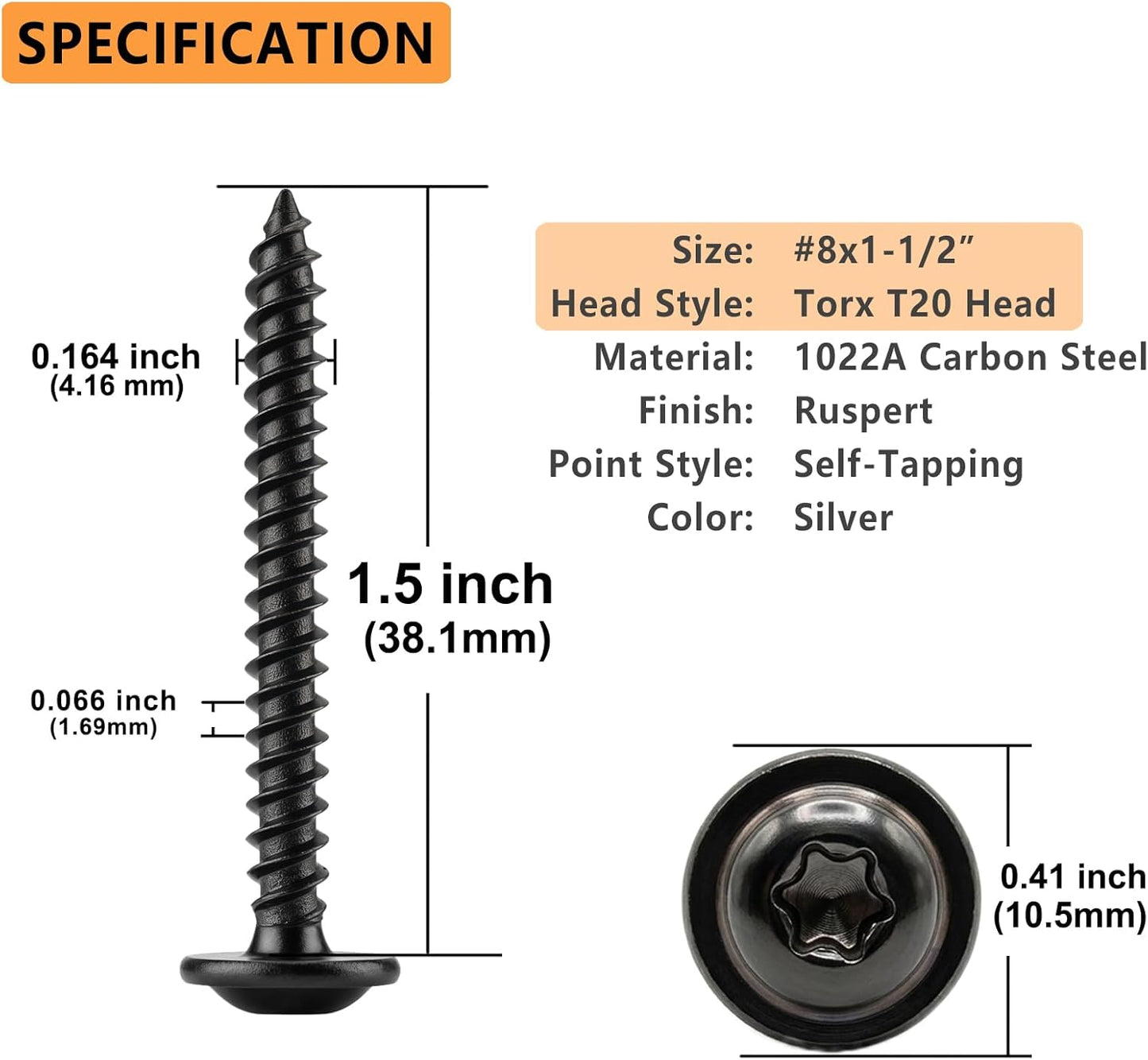 30 Pzas tornillos T20 autoatascantes madera negros