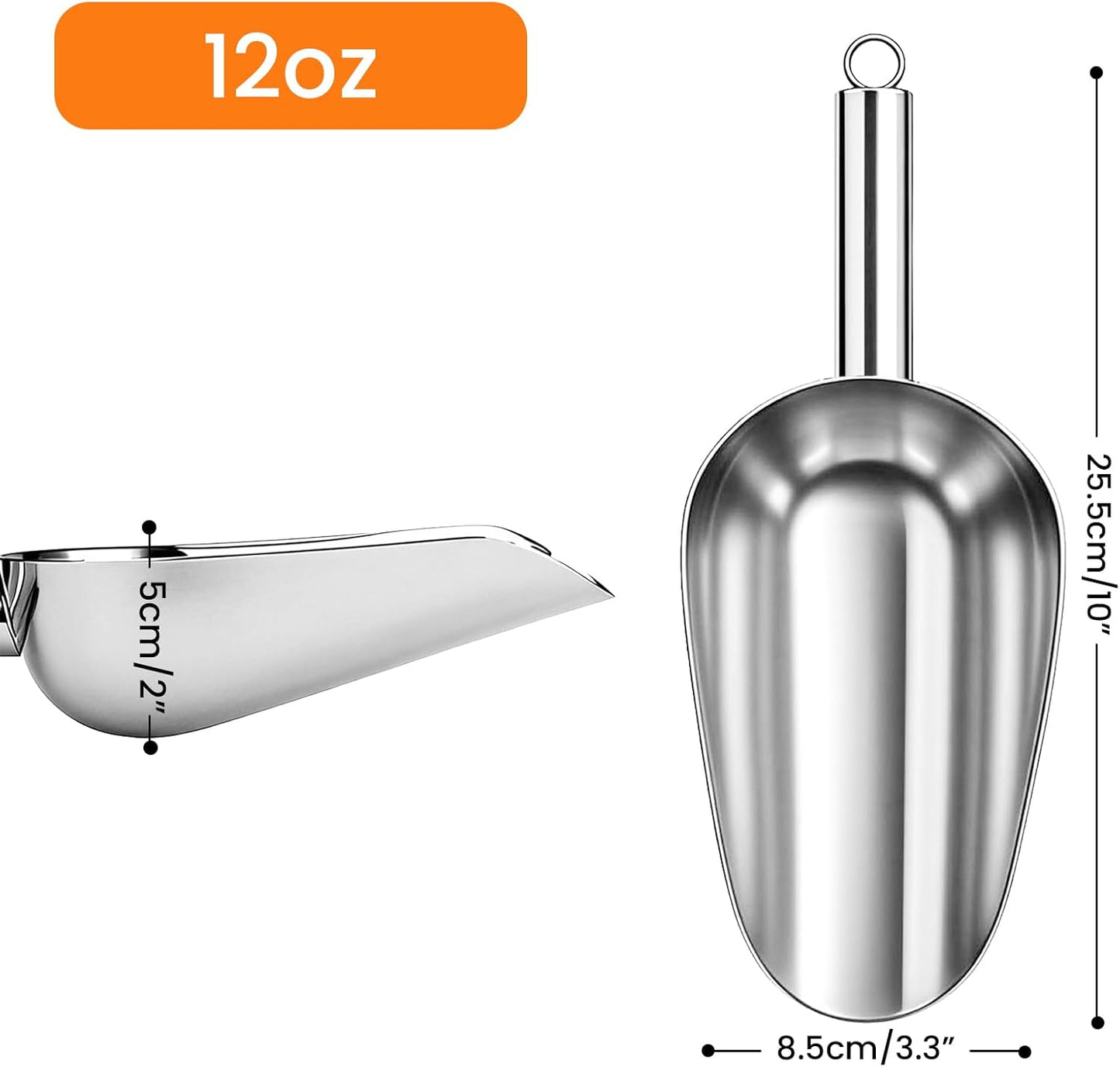 Cuchara hielo acero inox 12oz para congelador cocina bar
