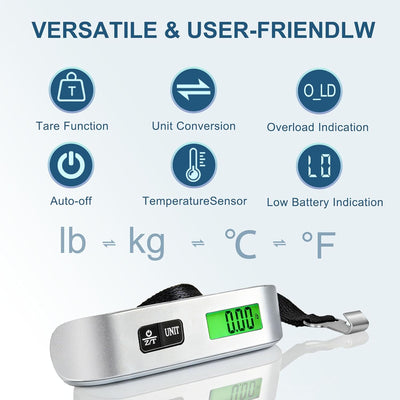 Báscula digital equipaje 110lb pantalla LCD retroiluminada