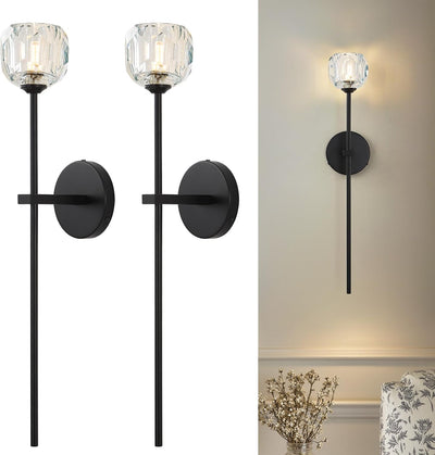 Lámpara pared cristal negro set 2 luces G9 vintage