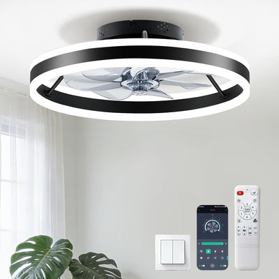 Ventilador techo LED 20pulg control remoto 6 velocidades negro