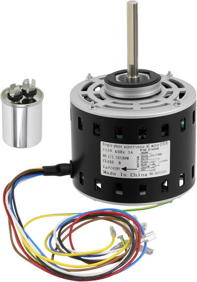 Motor soplador 1/3 HP repuesto para GE Trane 115V 1075 RPM