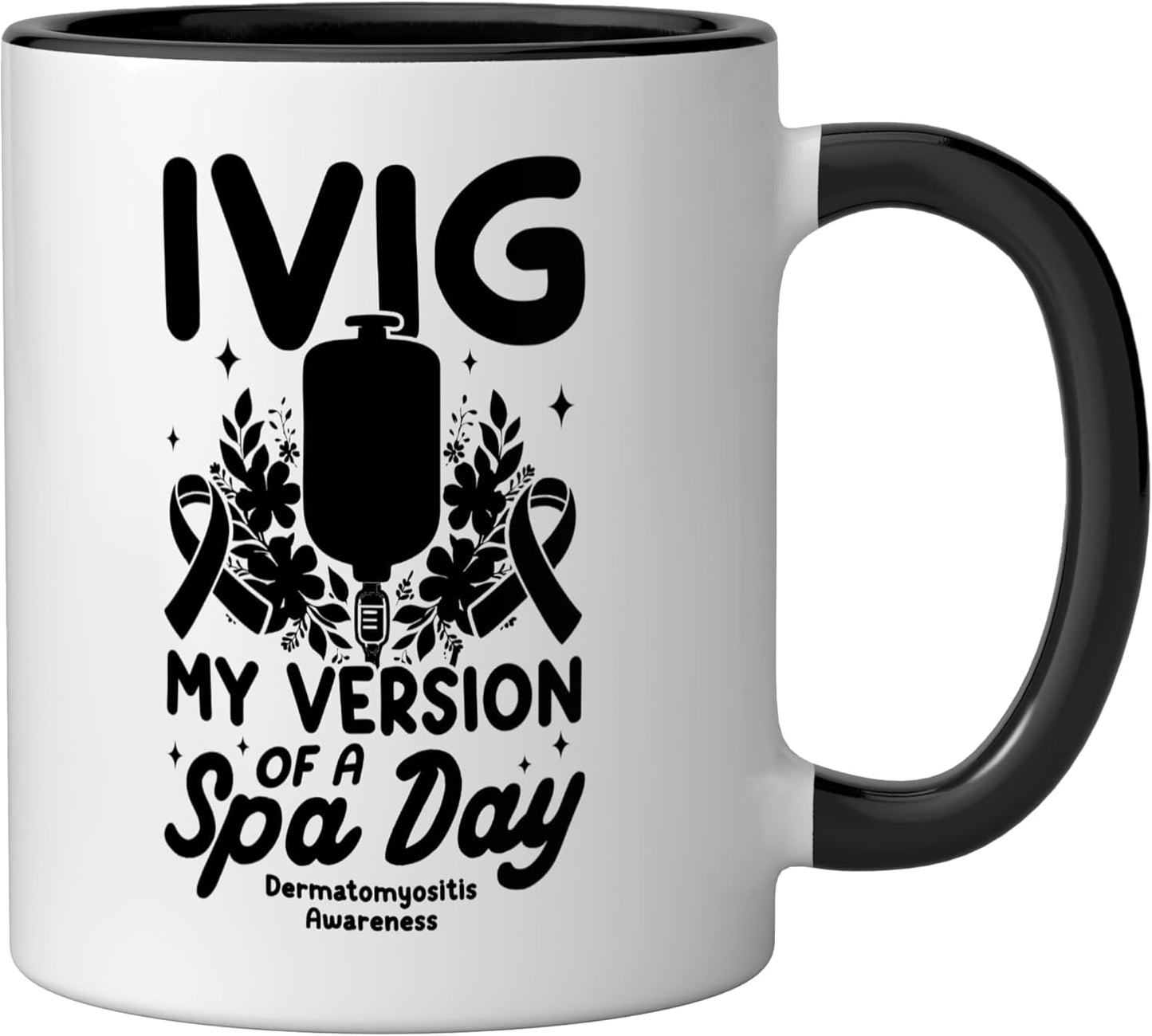 Taza cerámica para dermatomyositis warrior negra/blanca