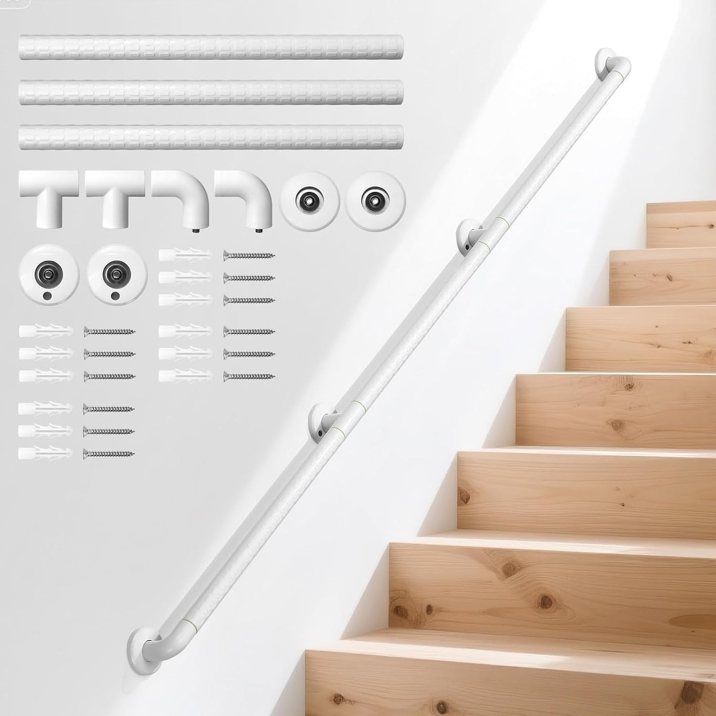 Pasamanos pared 6.2ft cubierta ABS antideslizante acero inox 304