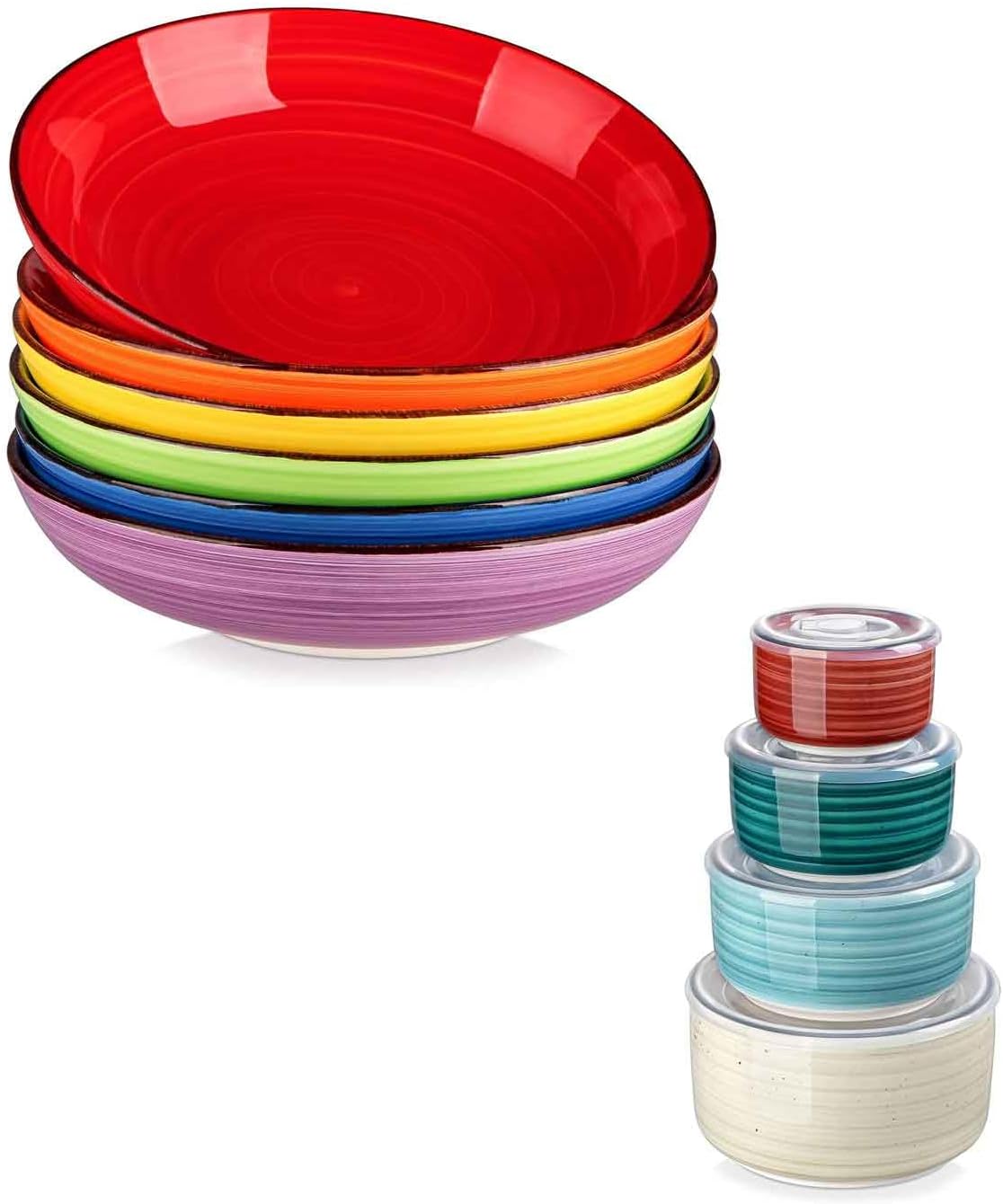Set 6 Cuencos Cerámica con Tapas 50oz