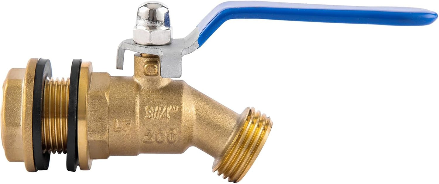 Contenedor agua latón válvula bola 3/4pulg mamparo
