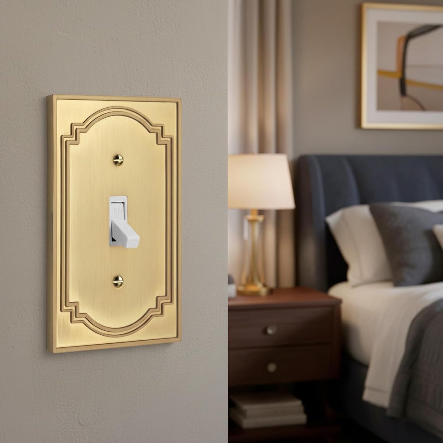 Placa pared oro latón para interruptor y tomacorriente