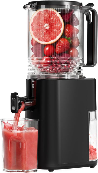 Exprimidor de prensa en frío para frutas y verduras enteras, negro