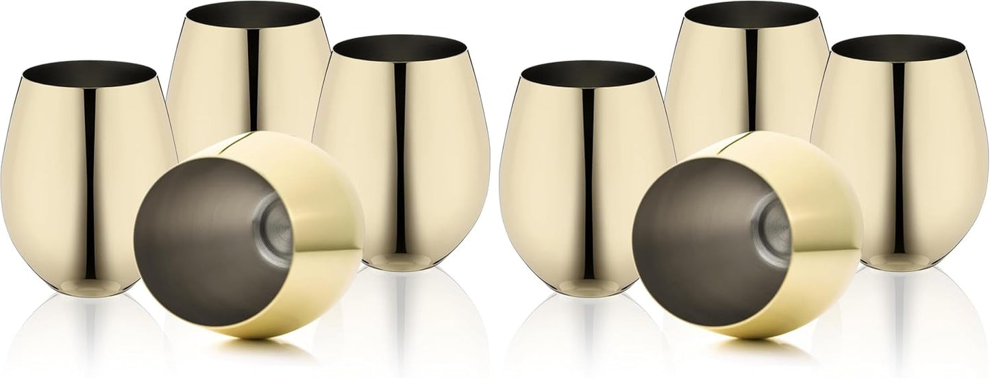 Set 4 Copas Vino Doradas Acero Inox Sin Tallo