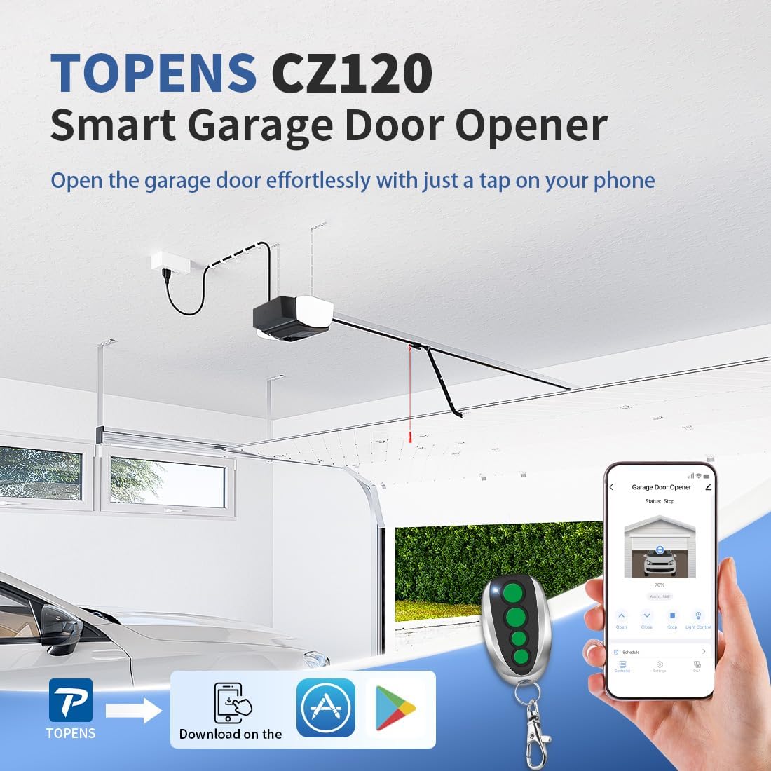 Sistema apertura puerta garaje 800N control remoto motor CC