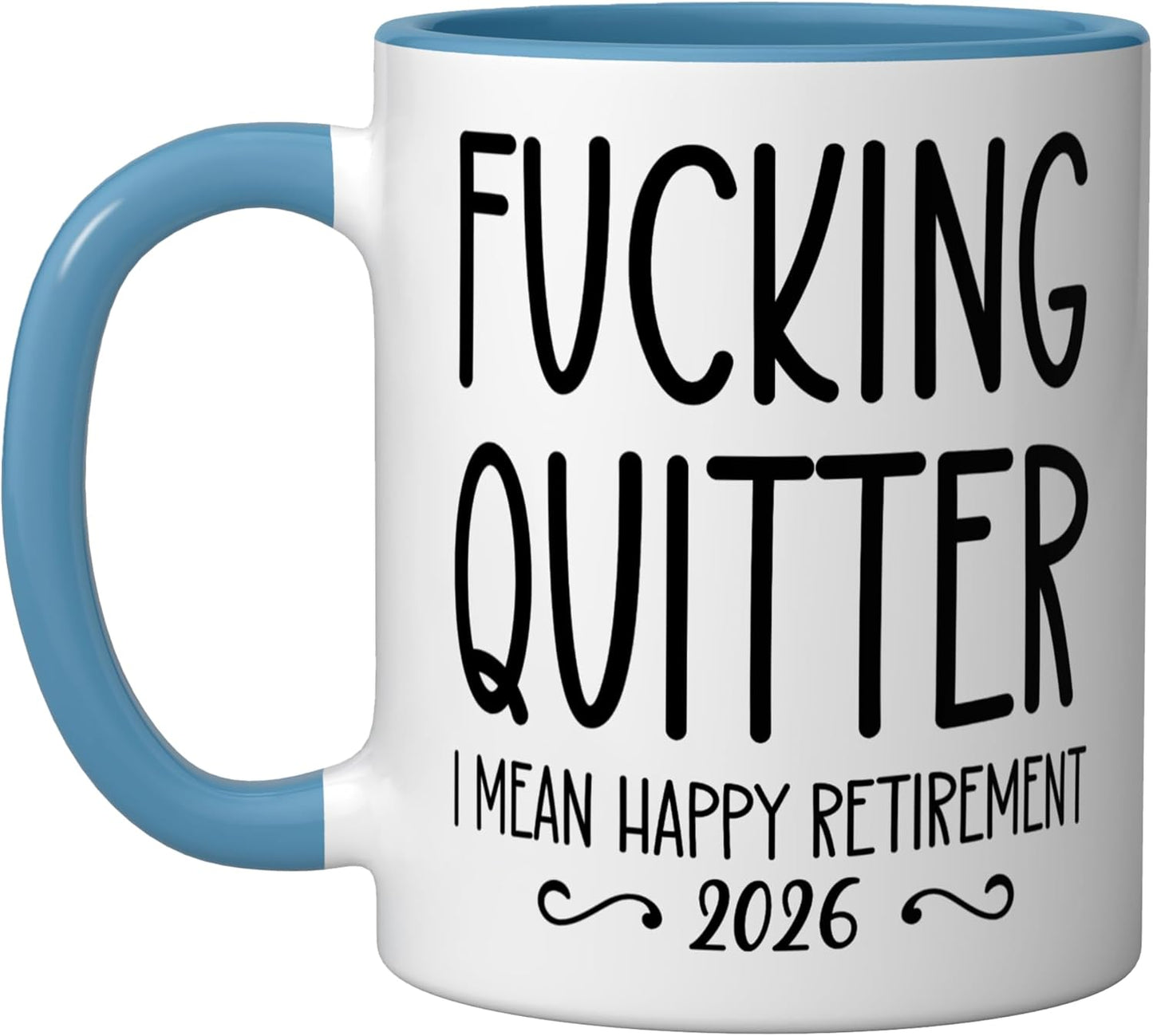 Taza cerámica para hombres y mujeres retirados Quitter 2026 azul/blanco
