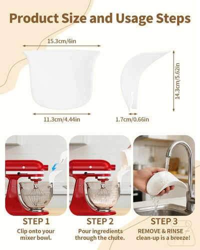 Funnel para KitchenAid con boquilla U universal sin goteras de silicona