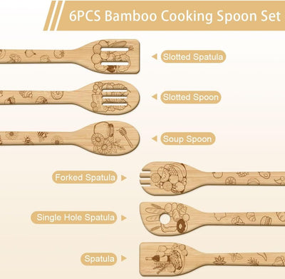 Set 6 Cucharas de Madera para Cocina Regalo