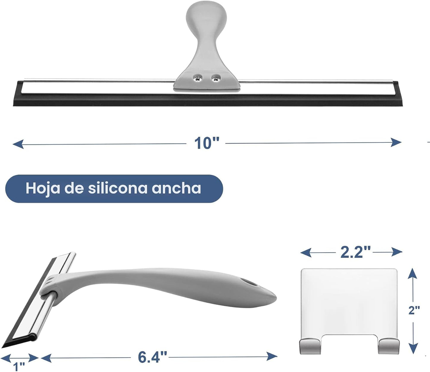 Escobilla goma puerta ducha multiusos con gancho 10pulg