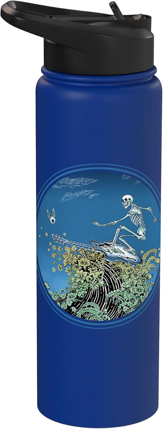 Botella de agua aislada de acero inoxidable Surfing Skeleton Circle