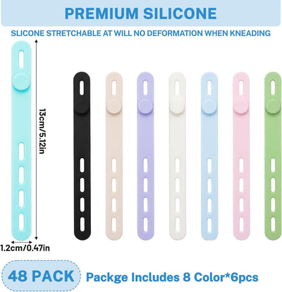 48 Pzas Bridas Silicona 4 Agujeros Envoltura Cable Colorida