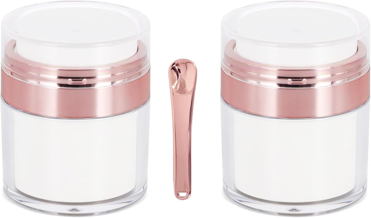 2 Pzas Bomba Sin Aire Cosmética con Espátula 1.7oz