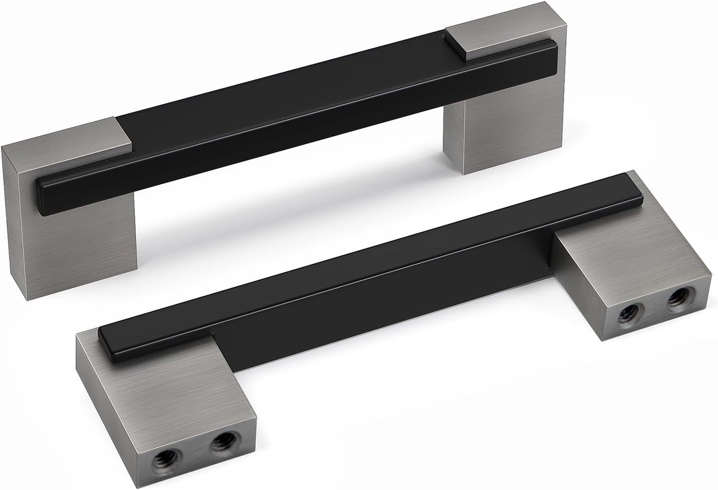 Set 5 Tiradores Ajustables Negro Plateado 3x3.75pulg