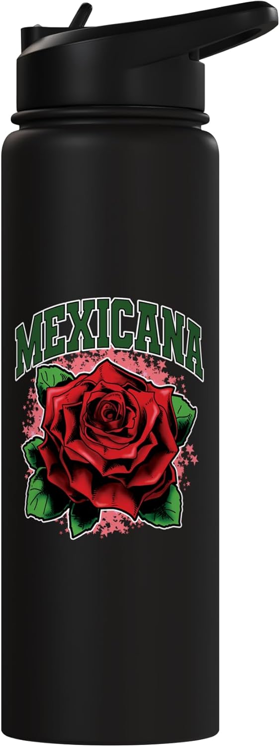 Botella de agua acero inoxidable con flor Cinco de Mayo