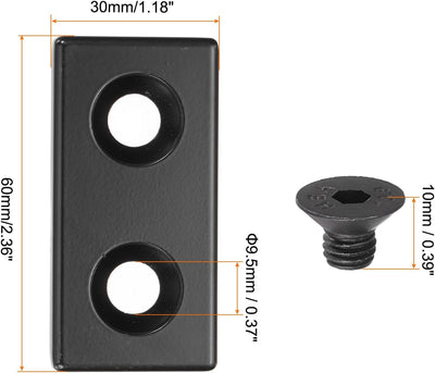 4 Pzas T-Slot Aluminio Extrusión 0.374pulg Tapa Negro