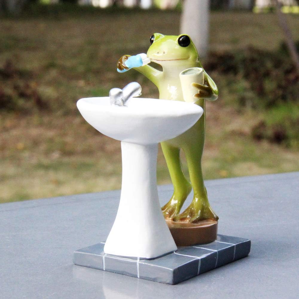 Estatua rana jardín decoración miniatura 3.3pulg