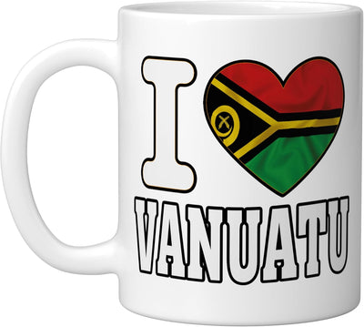 Taza cerámica I Love Vanuatu corazón regalo viaje blanca