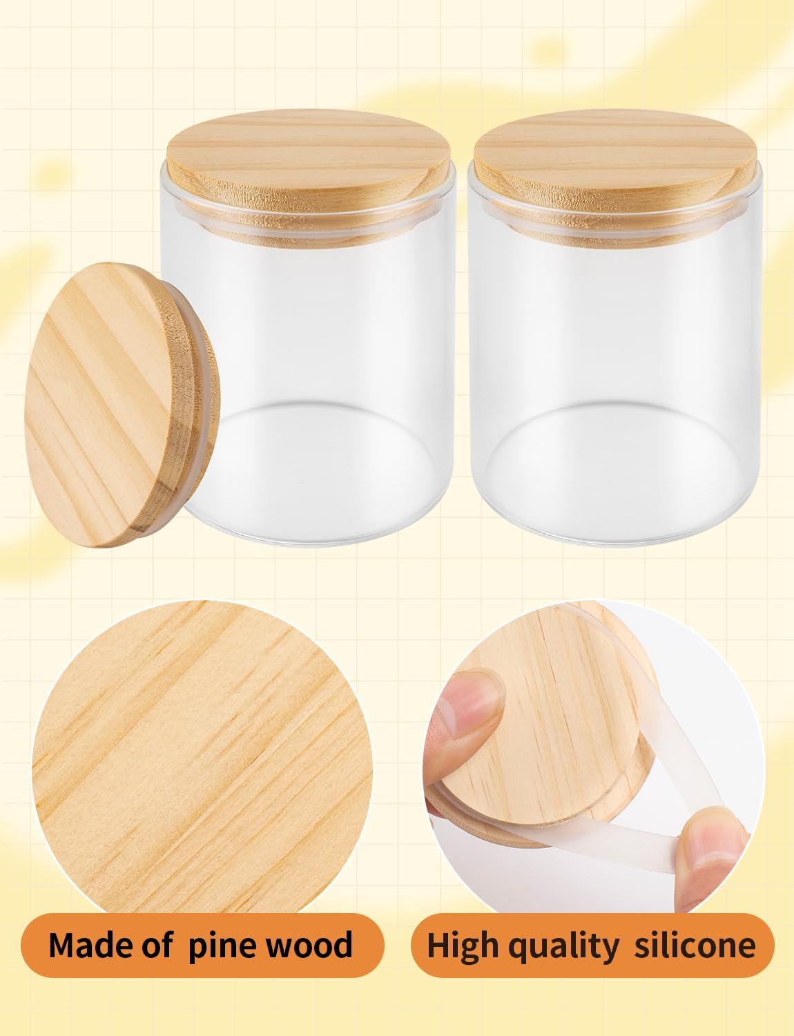 12 Tapas Madera Tarro Yogur Oui 5oz con Anillo Silicona