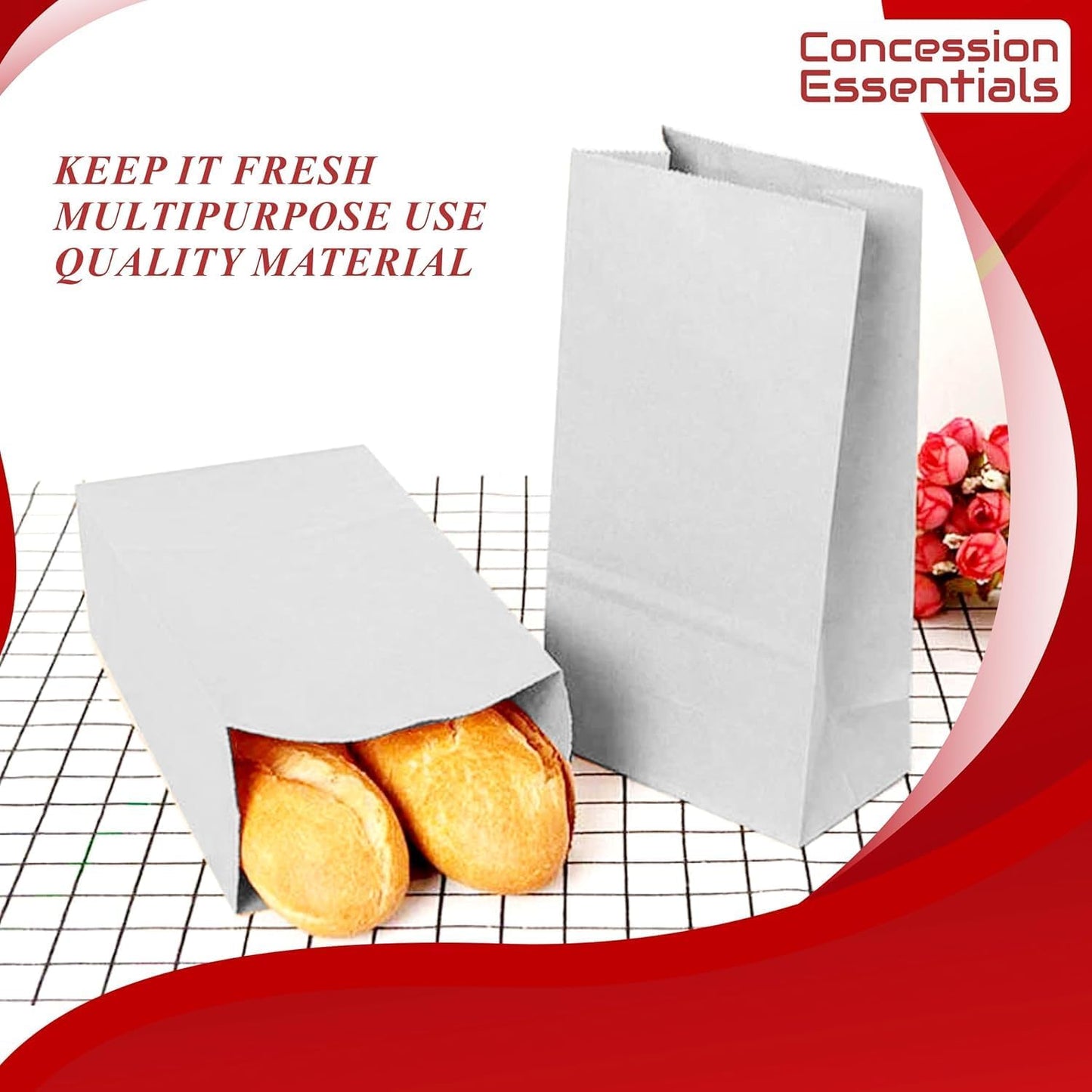 Bolsas de papel kraft blancas para panadería y comida para llevar