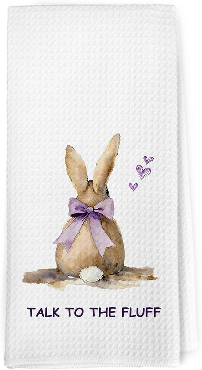 Toalla cocina conejo Pascua lazo morado regalo mujer