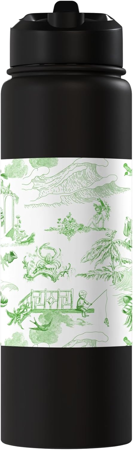 Botella de agua acero inoxidable sin BPA Kelly Green Toile
