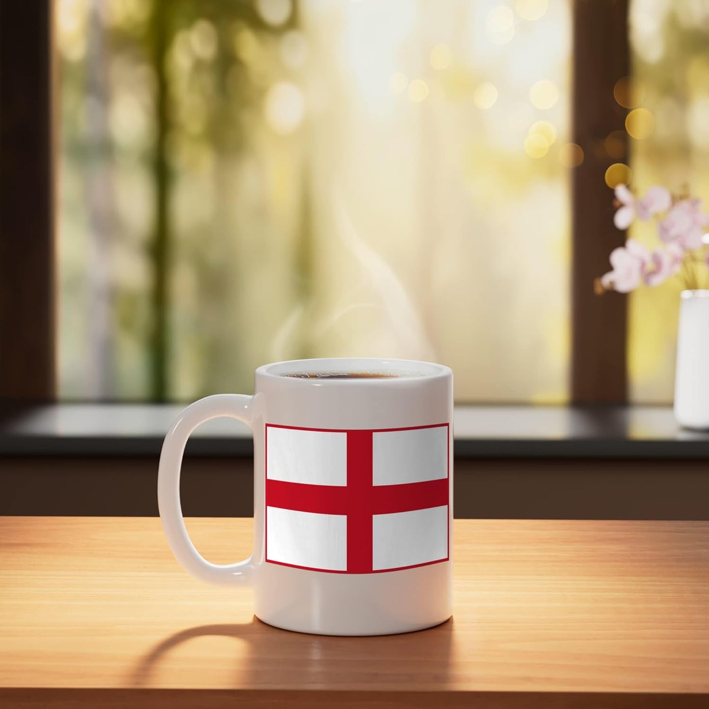 Taza cerámica con bandera inglesa en blanco