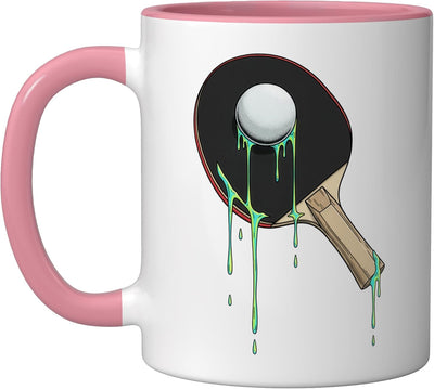 Taza cerámica Ping Pong para helado con gotas de color rosa/blanco