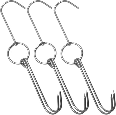 3 Pzas Ganchos Dobles Acero Inox Magnéticos para Asar